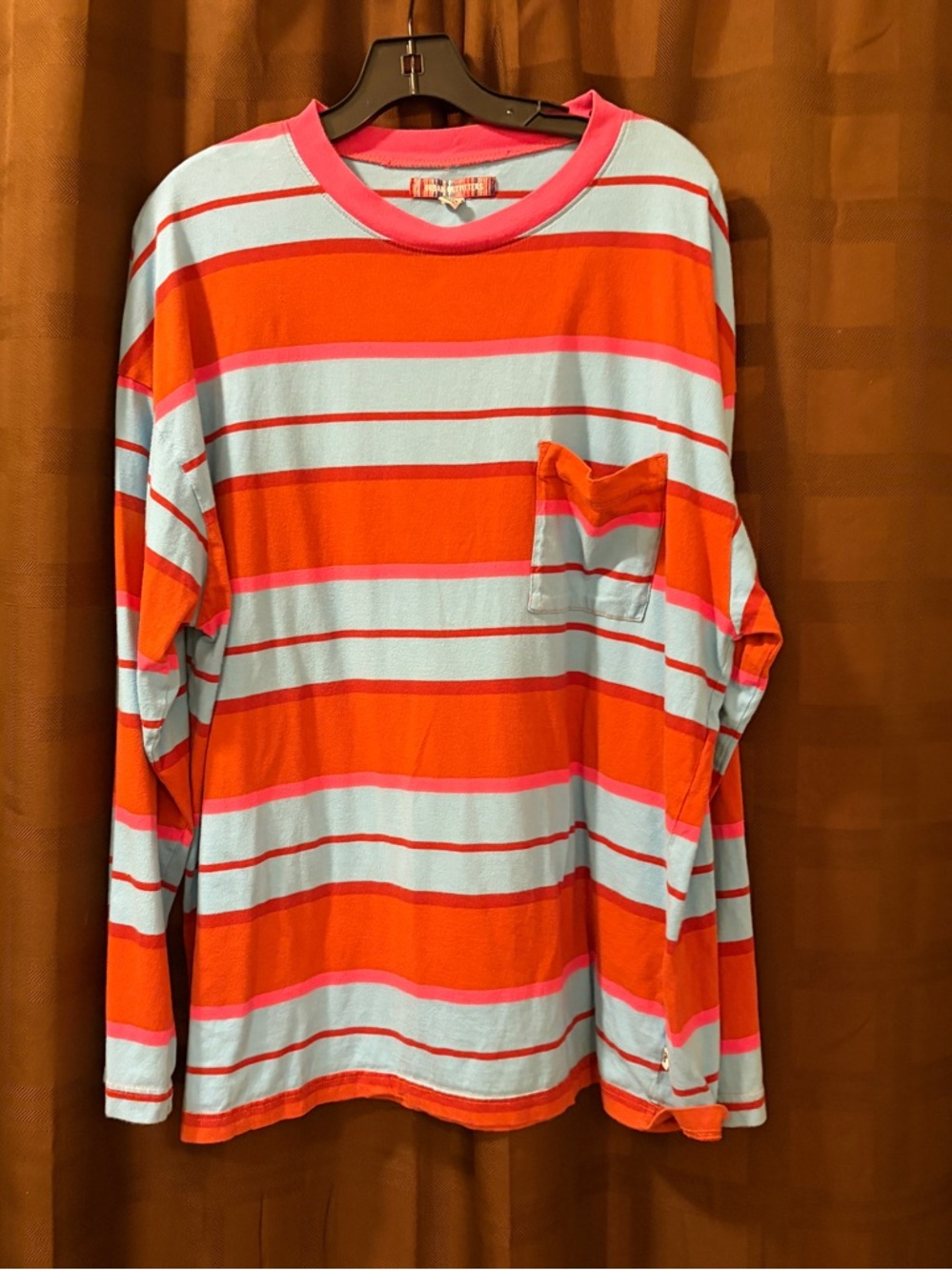 Urban Outfitters Stripe Long Sleeve Tee Large Orange and Blue